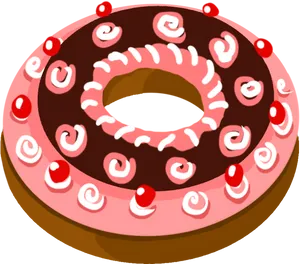 Decorated Chocolate Donut Illustration PNG Image