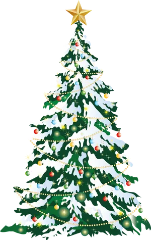 Decorated Christmas Tree Illustration PNG Image