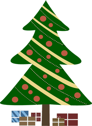 Decorated Christmas Treewith Presents PNG image with transparent background