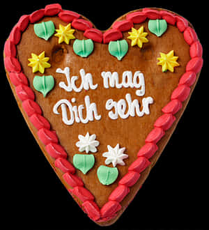 Decorated Gingerbread Heartwith Message PNG image with transparent background