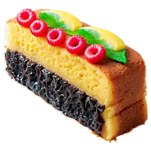 Decorated Sponge Cake Slicewith Chocolateand Fruit Toppings.png PNG Image