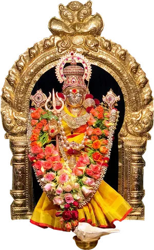 Decorated Statueof Goddess Durga PNG Image