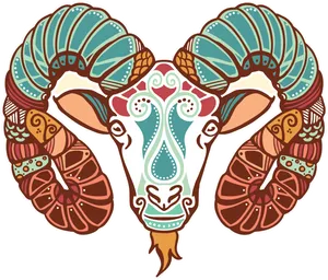 Decorative Aries Zodiac Symbol PNG Image