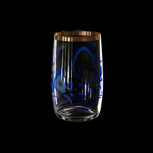 Decorative Blue Pattern Glass Tumbler PNG