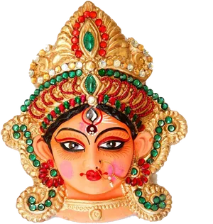 Decorative Durga Face Artwork PNG Image