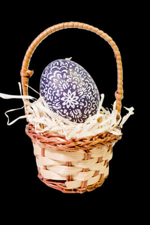 Decorative Easter Eggin Wicker Basket PNG with transparent background