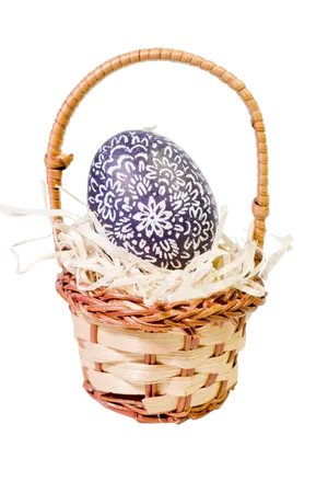 Decorative Easter Eggin Wicker Basket PNG Image