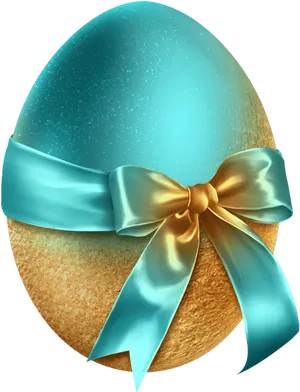 Decorative Easter Eggwith Bow PNG Image