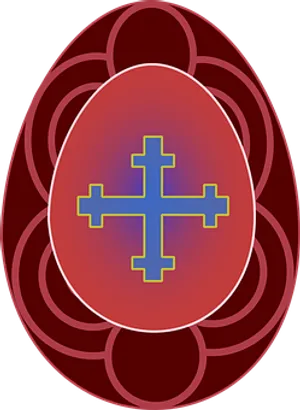 Decorative Easter Eggwith Cross PNG Image