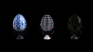 Decorative Eggs Trioon Black Background PNG image with transparent background