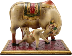 Decorative Elephantand Calf Figurines PNG Image