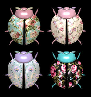 Decorative Floral Ladybug Designs PNG image with transparent background