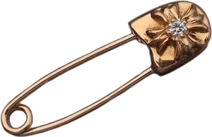 Decorative Golden Safety Pin PNG Image