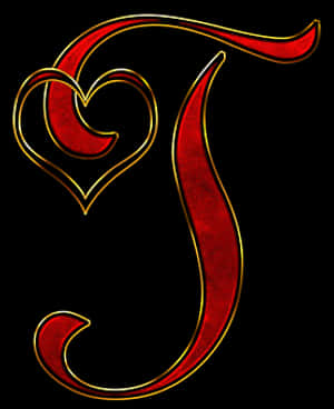 Decorative Letter Jwith Heart PNG with transparent background