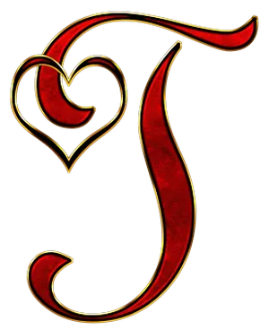 Decorative Letter Jwith Heart PNG Image