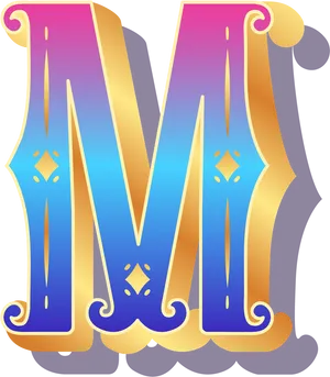 Decorative Letter M Illustration PNG Image