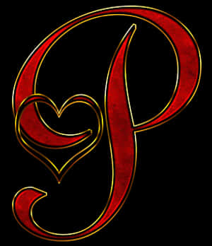 Decorative Letter Pwith Heart Design PNG image with transparent background