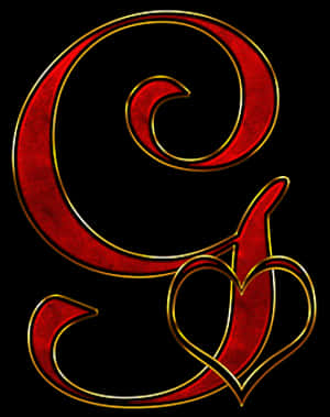 Decorative Letter Swith Heart PNG with transparent background