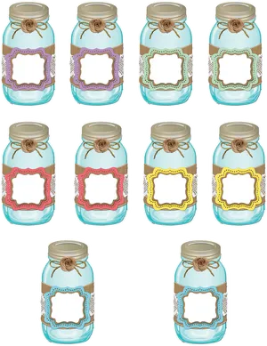 Decorative Mason Jars Labels Vector PNG Image