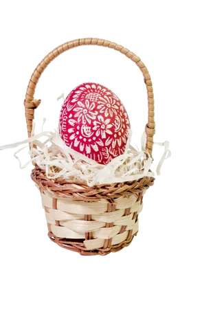 Decorative Red Patterned Eggin Basket PNG Image