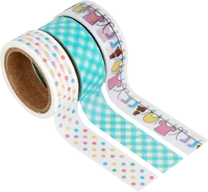 Decorative Washi Tape Rolls PNG Image