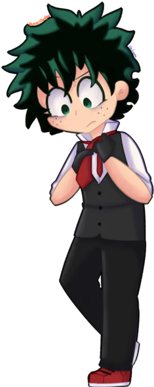 Deku_ Animated_ Character_ Formal_ Attire PNG Image