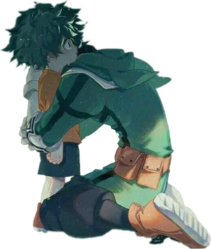 Deku Hero Costume Back View PNG Image