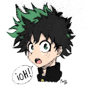 Deku Shocked Expression Art PNG Image