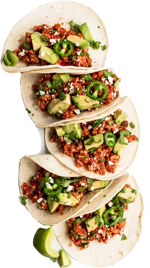 Delicious Beef Tacos With Avocadoand Lime PNG Image