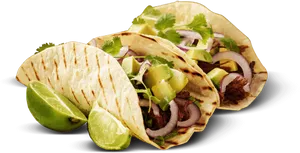 Delicious Beef Tacoswith Lime PNG Image