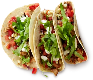 Delicious Chicken Tacos Top View PNG Image