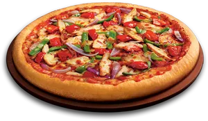 Delicious Chicken Veggie Pizza PNG Image