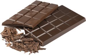 Delicious Dark Chocolate Barsand Shavings PNG image with transparent background