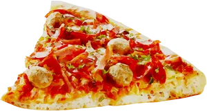 Delicious Meatball Pizza Slice.png PNG Image