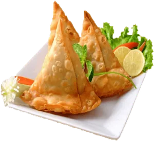 Delicious Samosason Plate PNG Image