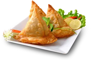 Delicious Samosason Plate PNG Image