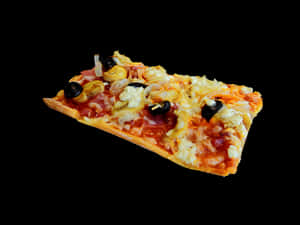 Delicious Sliceof Pizzaon Black Background.jpg PNG image with transparent background