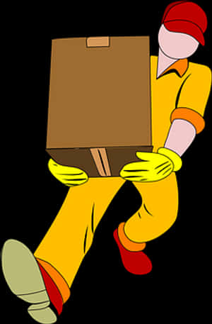 Delivery Man Carrying Box Cartoon PNG image with transparent background