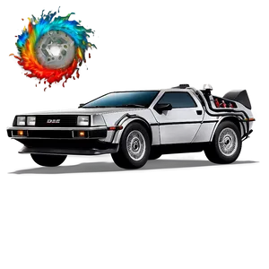 Delorean Car Chase Dynamic Scene Png Add PNG Image