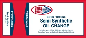 Delta Sonic Semi Synthetic Oil Change Coupon PNG Image