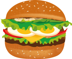 Deluxe Cheeseburger Illustration PNG image with transparent background