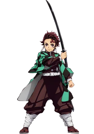 Demon Slayer Character With Sword PNG Image