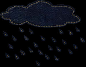 Denim Cloud Raindrops PNG image with transparent background