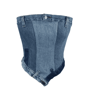 Denim Corset Top Design PNG image with transparent background