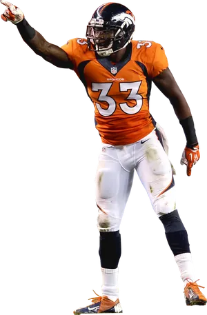 Denver Broncos Player Action Pose PNG Image