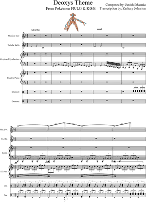 Deoxys Theme Pokemon Sheet Music PNG image with transparent background