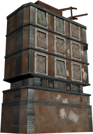 Derelict Apartment Building3 D Model PNG image with transparent background