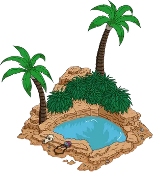 Desert Oasis Illustration PNG Image