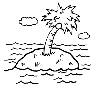 Deserted Island Sketch PNG image with transparent background