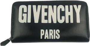 Designer Brand Black Zip Wallet PNG Image